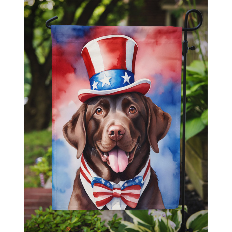 Drapeau patriotique du jardin américain, Labrador Retriever chocolat