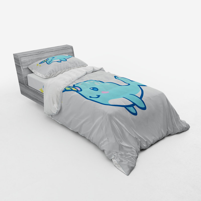 Ensemble de housse de couette narwhal, Housse de couette simple + 6 pièces supplémentai