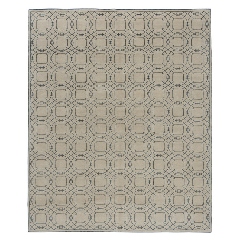 Cloister Geometric Area Rug in Beige/Blue, Rectangle 2' x 3'