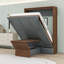 Lit escamotable double en bois avec bureau pliable et lattes, tête de lit-449165866