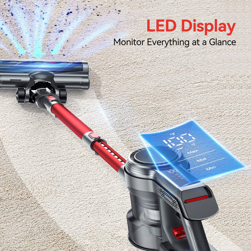 Cordless Vacuum Cleaner,250W/25Kpa Stick Vacuum Cleaners 40 Mins Max Runtime LED Headlights with Charging Dock,Self-Standing Handheld Vacuum with Touch Display,Vacuum Cleaner for Carpet Hard Floor Pet Hair