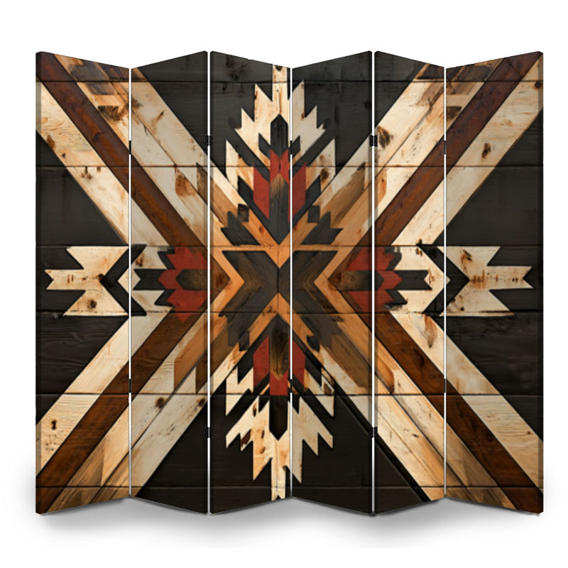 Cloison pliante 6 panneaux à cloisons en bois Royal Western Southwestern, 6, H 71 po x l 96 po x P 1 po