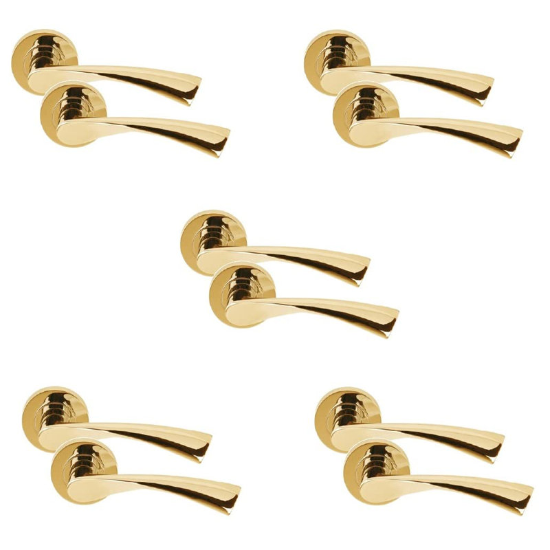 5 Pairs Astrid Twist Design Door Handles on Round Rose, Not Lockable