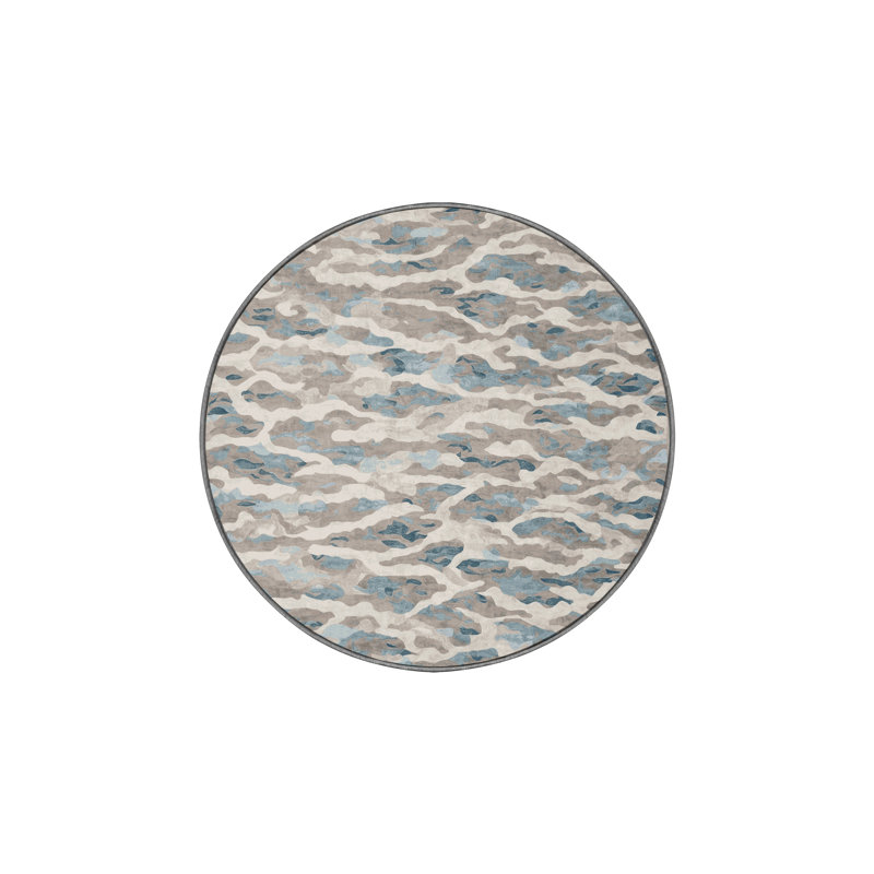 Machine Washable Gray Area Rug, Round 6'