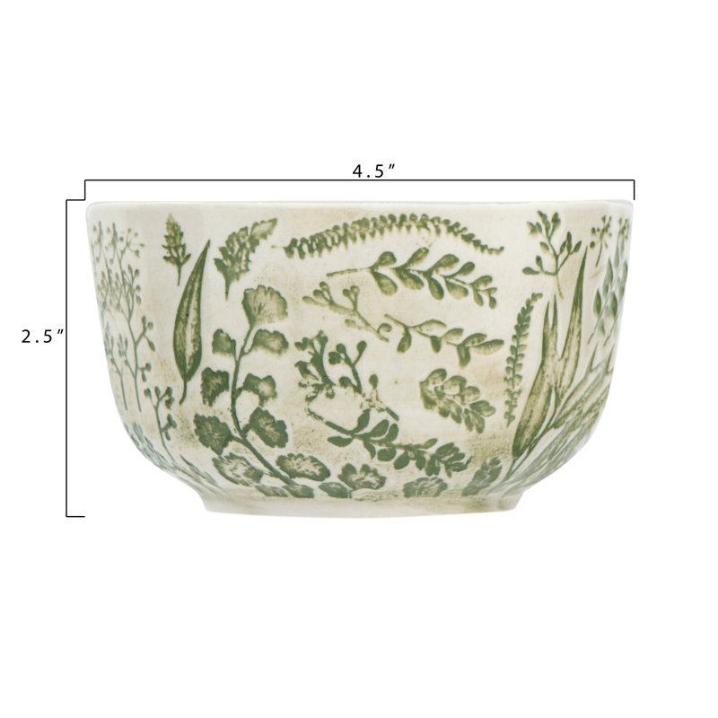White Stoneware Bowl with Hand-Stamped Embossed Pattern