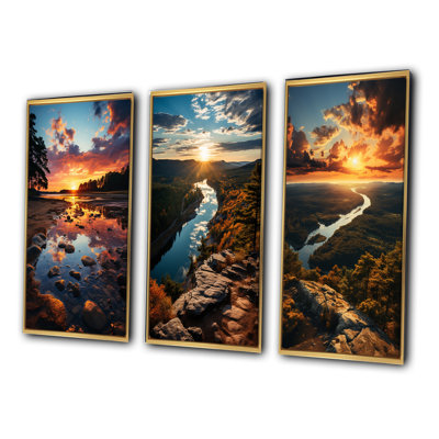 «Sunset In New Jersey Landscape», 3 pièces sur toile