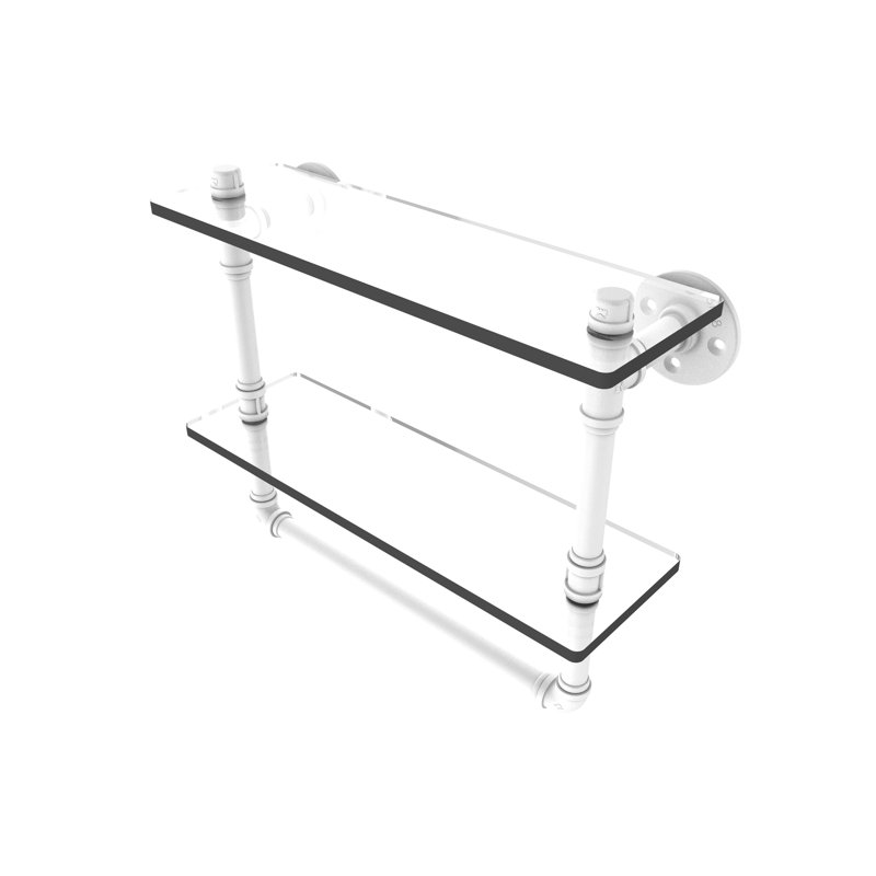 Bayer 2 Piece Industrial Pipe Shelves, Matte White, 13.2" H x 16" W x 5.6" D