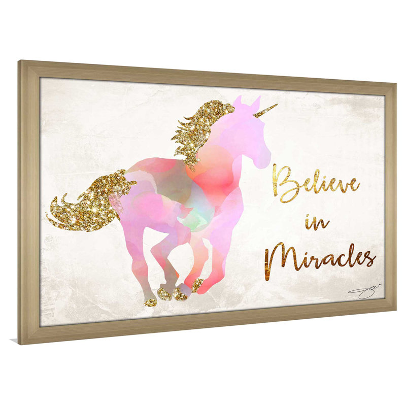 «Believe In Miracles (Horizontal)» par Jodi - impression, H 27,5 po x l 39,5 po x P 0,75 po, Encadrement champagne