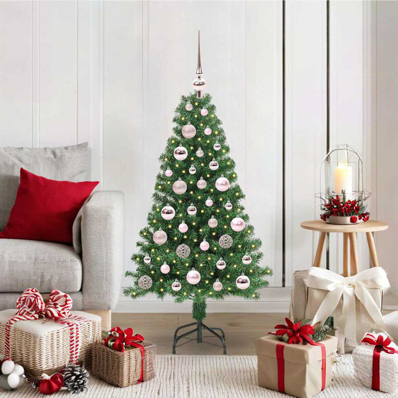 vidaXL Artificial Christmas Tree with 300 LEDs with Stand Green, 3.94 ft