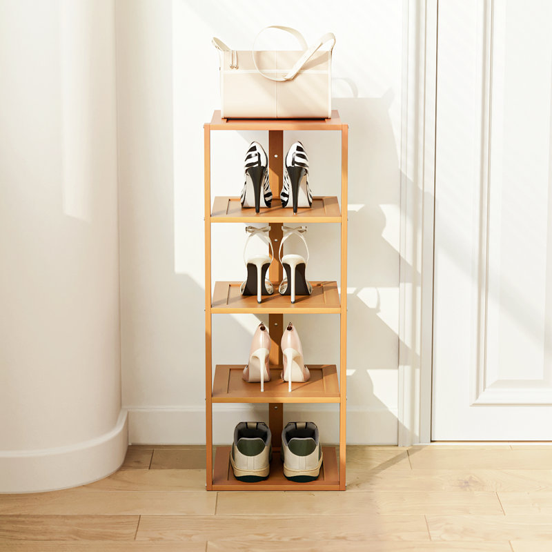 Bamboo 5-Tier Adjustable Shoe Rack, Holds 5 Pairs, Storage Stand For Entryway