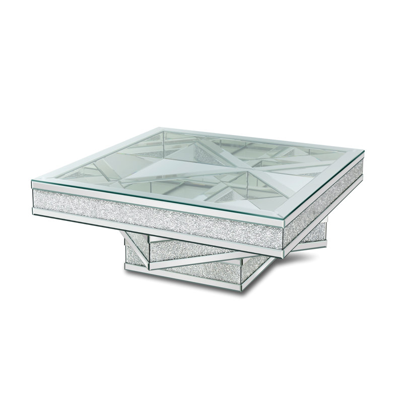 Coffee Table 40" Square In Clear Mirror Ken Design