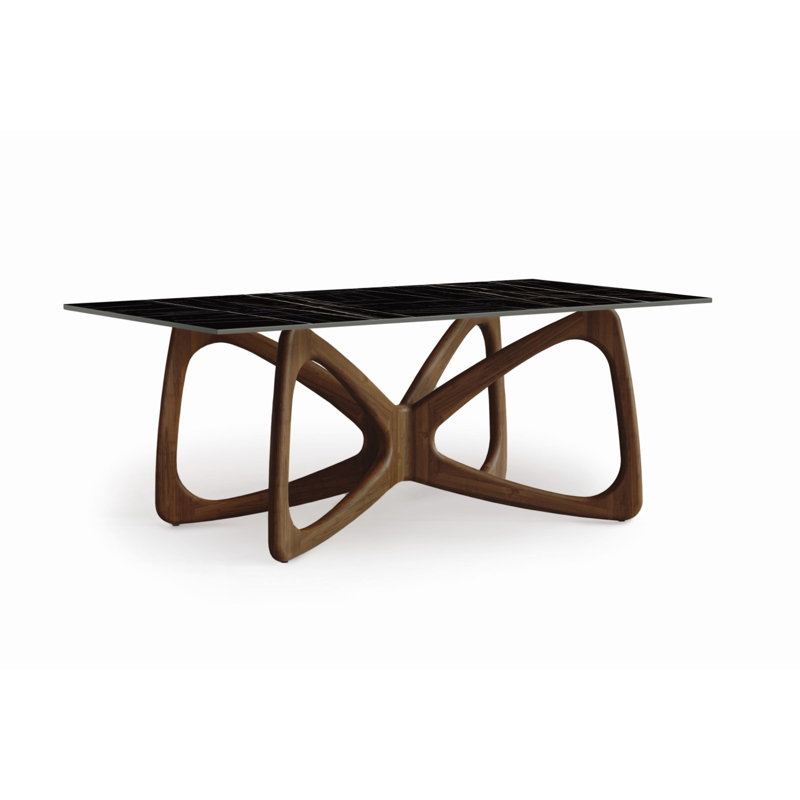 Butterfly Rectangular Dining Table, Black, Natural Walnut, 30"H x 72"L x 42"W