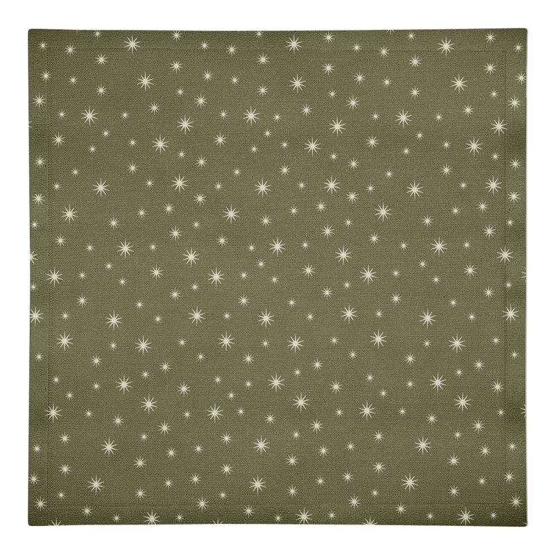 Cabane Cotton Twill Geometric Square Napkin, Green