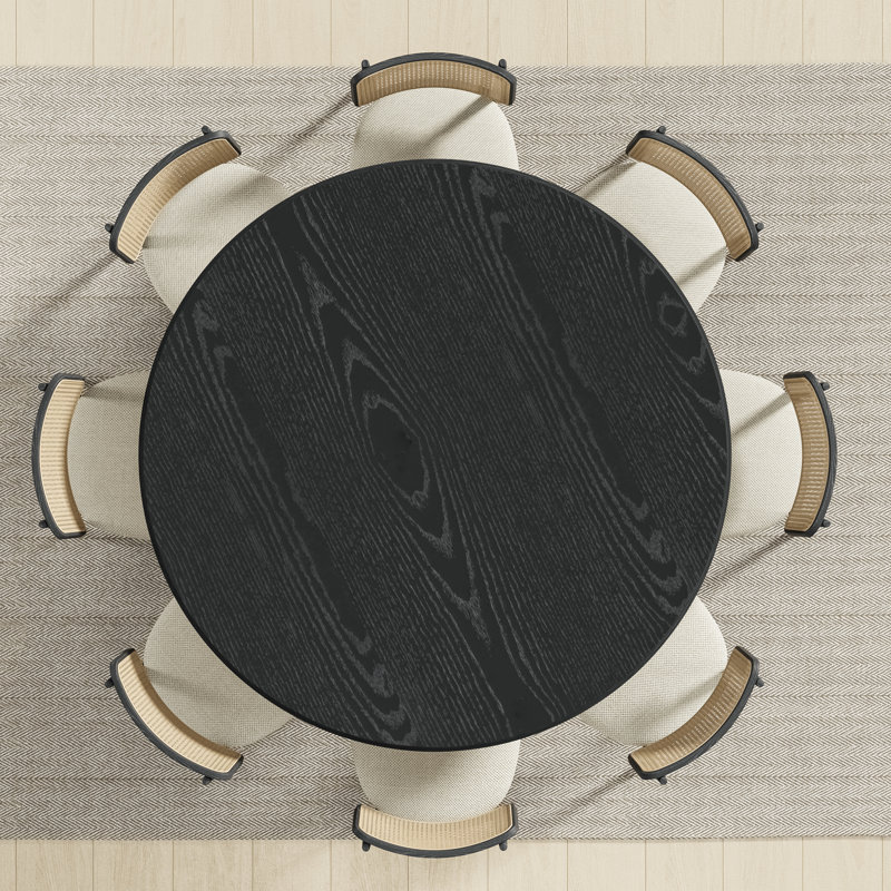 Table de salle à manger en bois massif, Noir, noir, noir, noir, H 30 po x L 60 po x l 60 po