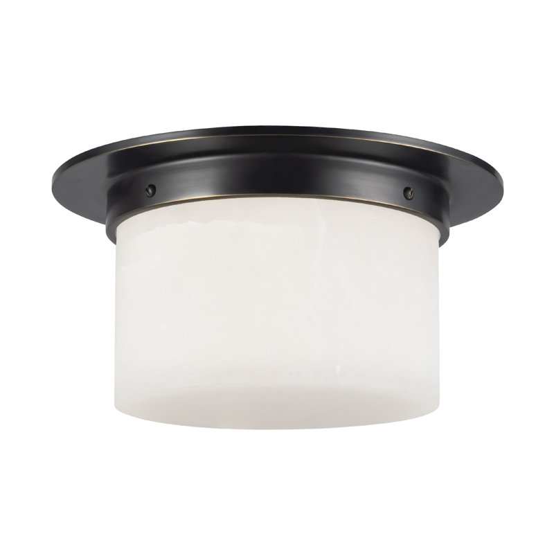 Mineral 11-in Brass Flush Mount, Alabaster, Oil Rubbed Bronze