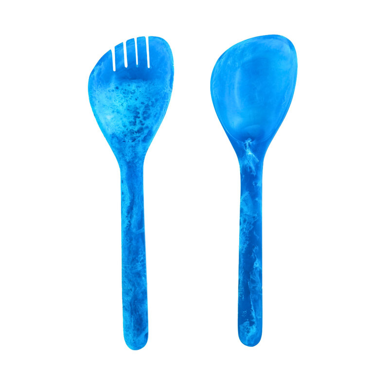Lucente Tortoise Shell Resin Salad Server Set, Blue