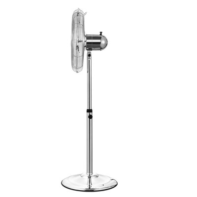 Industrial Pedestal Fan, 16 Inch 75-Degree Oscillating Fan, Height Adjustable Standing Fans with 3 Adjustable Speeds, High Power Floor Fans for Office, Silver
