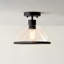 1-Light Outdoor Flush Mount Ceiling Light, Matte Black, Seeded Glass Shade, Weather Resistant