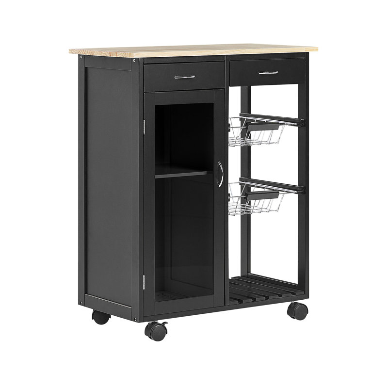 Pavillion Wood Kitchen Cart, Black