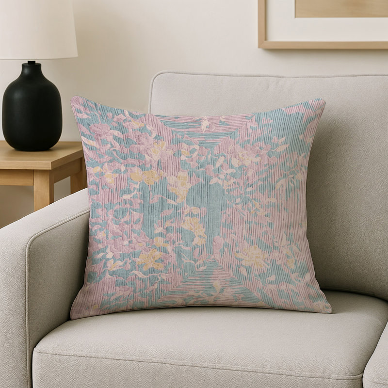 Coussin décoratif intérieur et extérieur Modern, Beige abstrait 53, Carré 16 po