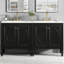 Meuble-lavabo de 60 po pour lavabo double, construction en bois massif, design rétro, lavabo en céramique avec trop-plein en métal, meuble-lavabo ajustable avec tiroir de rangement de 60 po, style rétro élégant et armoire-130058257