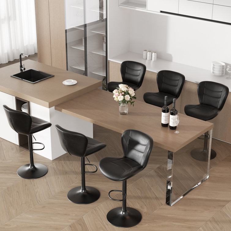 Elegant Adjustable Height Upholstered Counter Stool With Stylish Metal Frame And Convenient Footrest