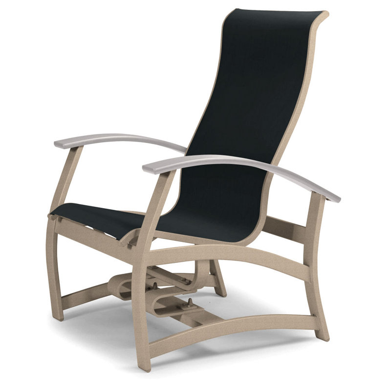 Askar Powder Coated Aluminum Outdoor Lounge Chair, White P50, Black 5D Sunbrella®, Textured Desert