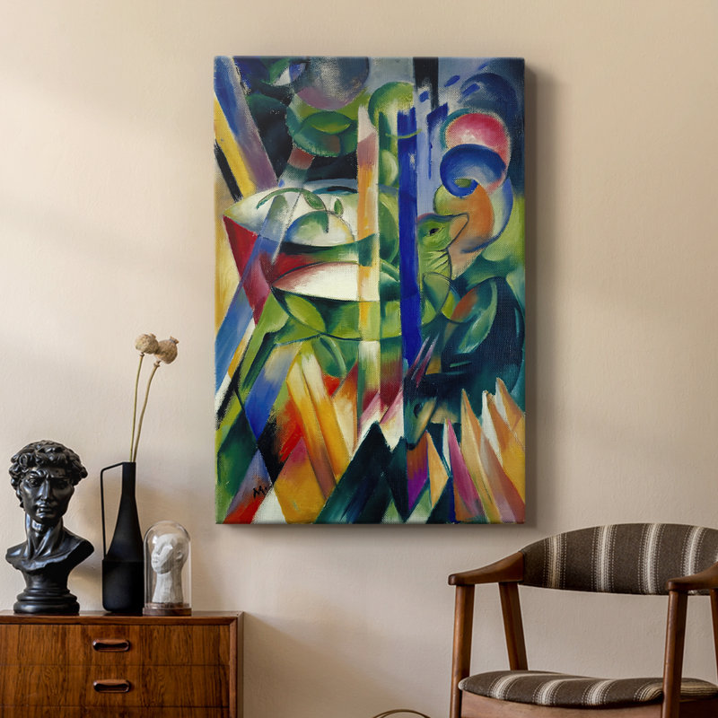 «The Little Mountain Goats» - toile tendue par Franz Marc, 24 po x 36 po