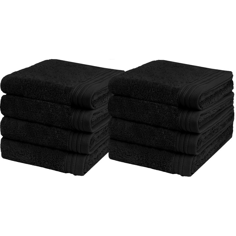 Ensemble de 8 serviettes 100% coton Raquel, Noir
