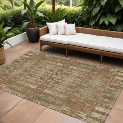Tapis intérieur / extérieur marocain lavable taupe et beige 8 pi x 10 pi