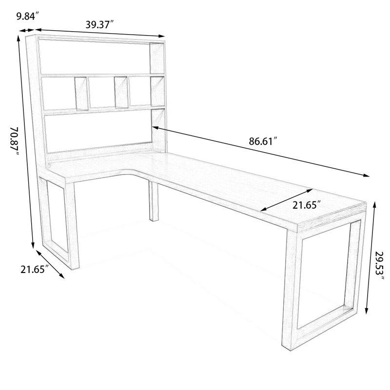Bureau rectangulaire en bois massif brun noisette, H 29,6 po x l 86,7 po x P 39,4 po, Retour à gauche