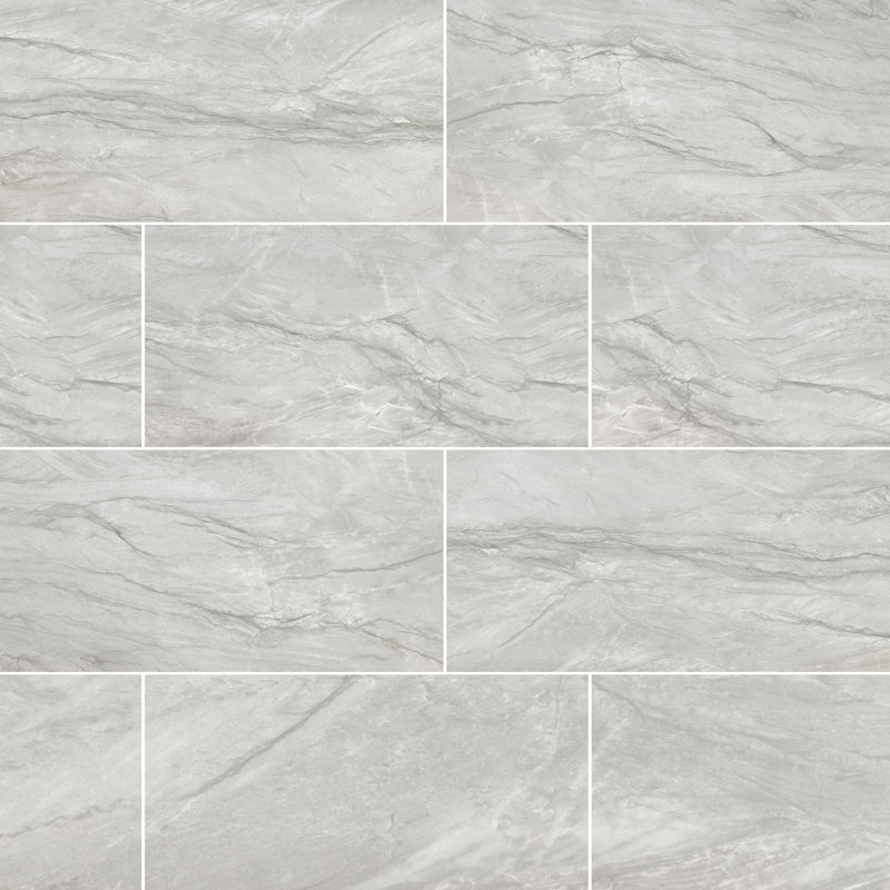 Marnix 12 in. x 24 in. Polished Porcelain Stone Look Floor and Wall Tile, Gravelle