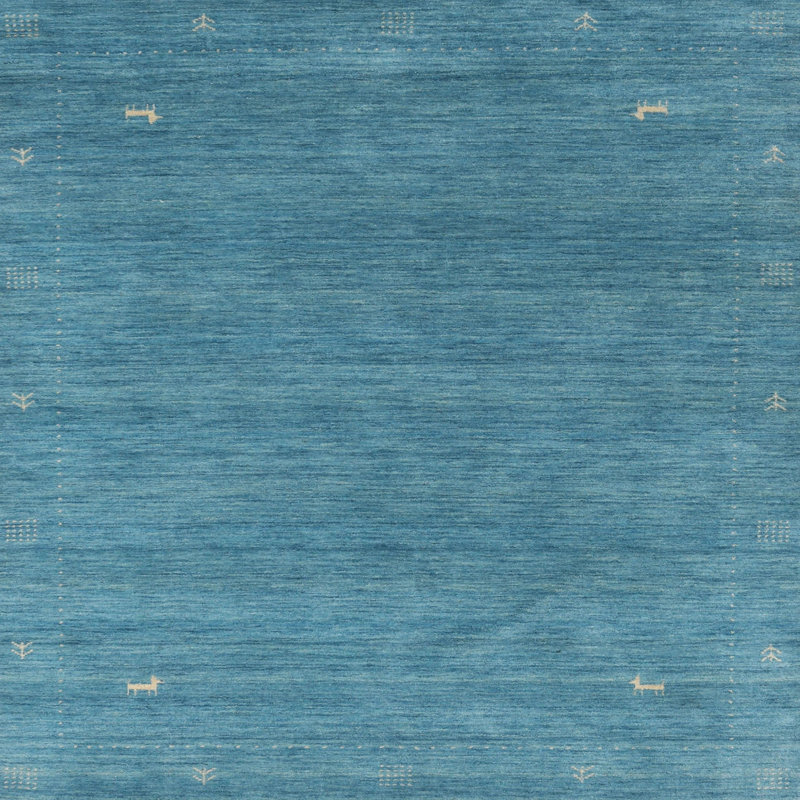 Tapis contemporain bleu, Carré 5 pi