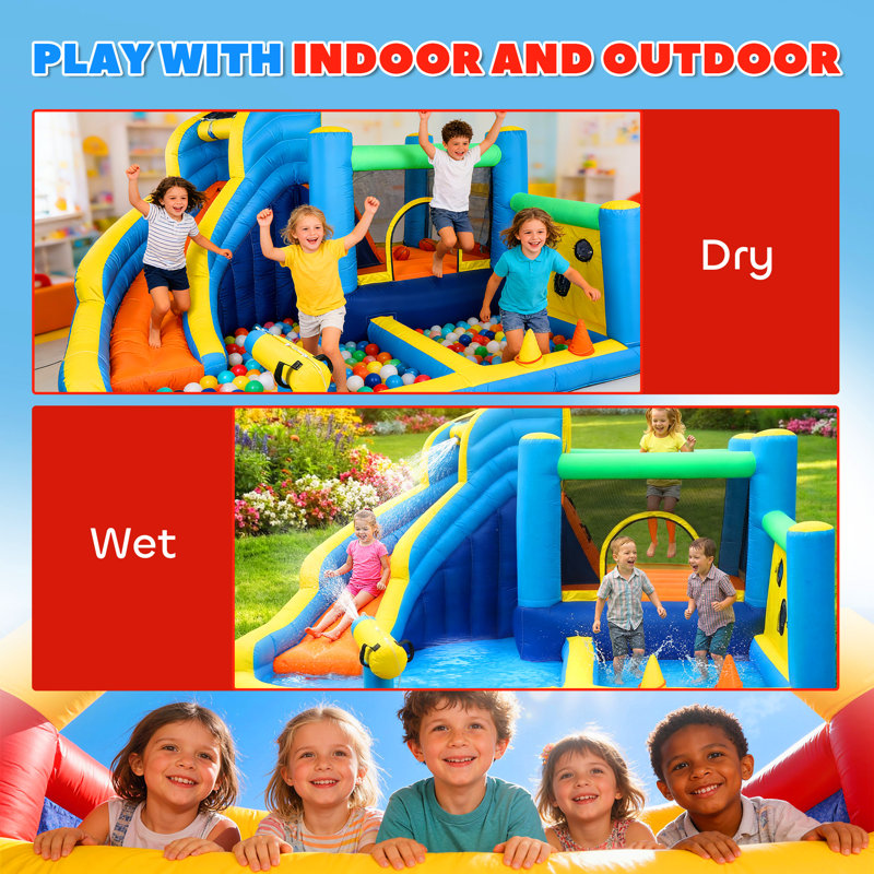 Château gonflable pour enfants avec glissade, piscine / fosse à balles pour l'intérieur et l'extérieur