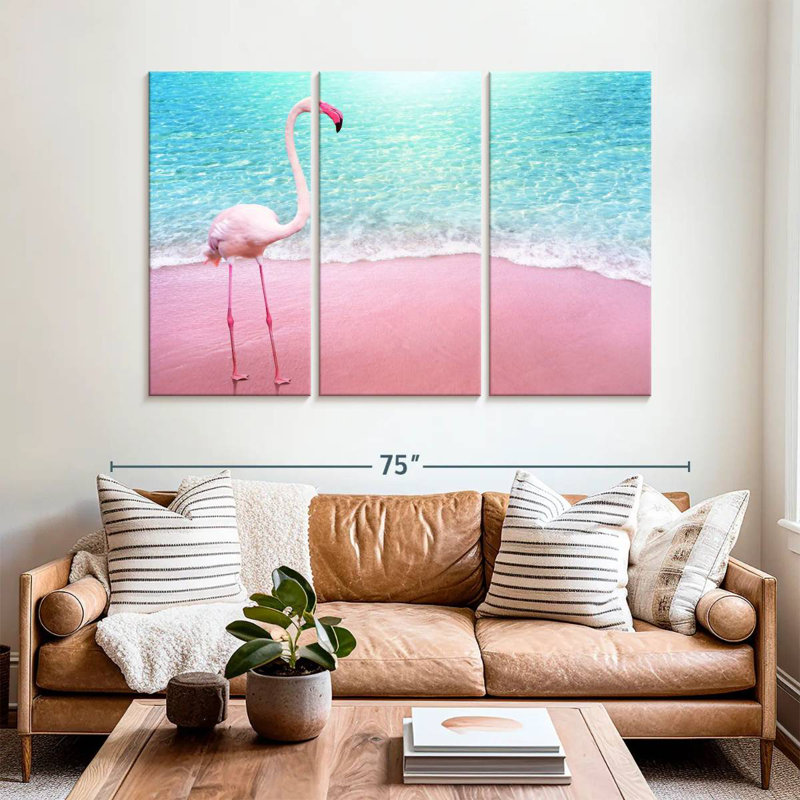 Brampt Pink Beach Flamingo, 42" H x 65" W
