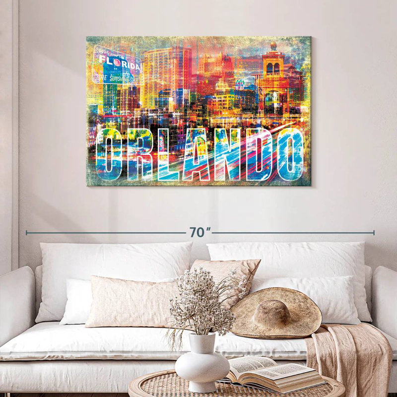 Ravi Orlando paysage urbain grunge, H 30 po x l 45 po