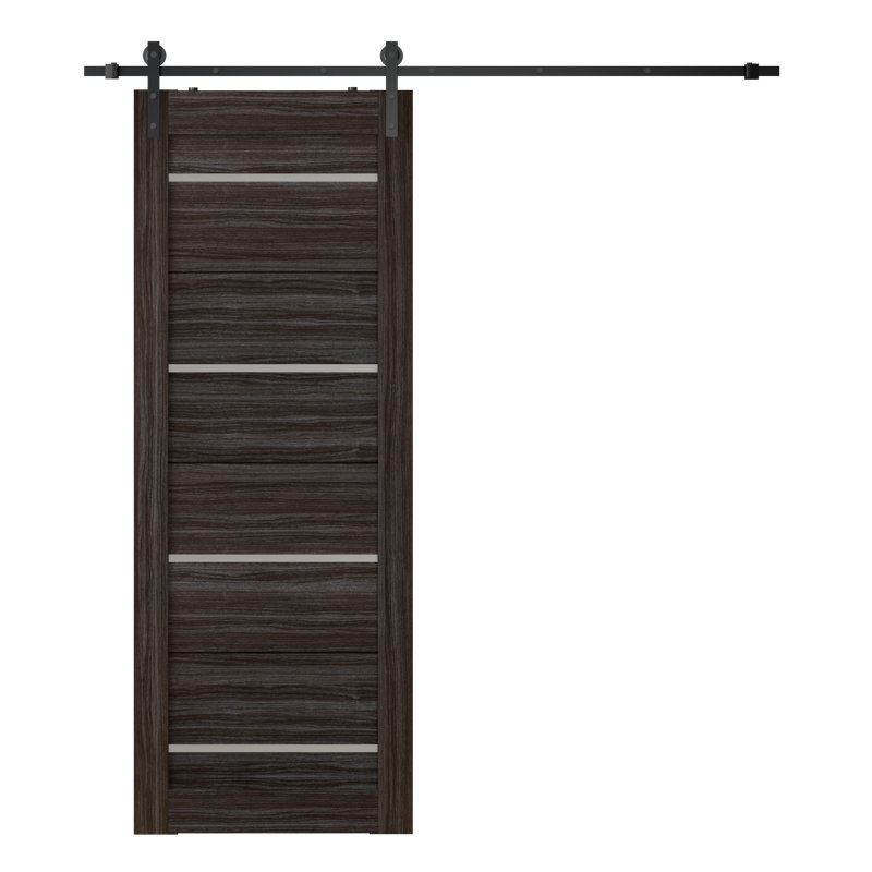 Nika 79.38'' Solid + Manufactured Wood Paneled without Installation Hardware Kit Barn Door, 35.875" x 83.23"
