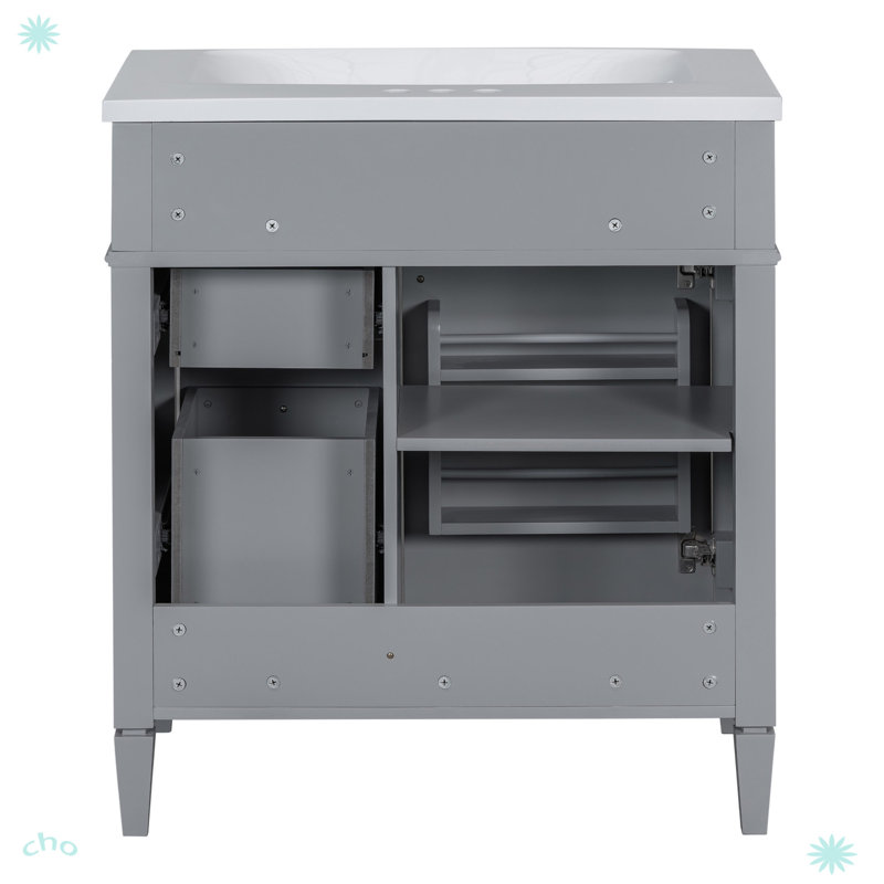 Meuble-lavabo de 30 po avec lavabo supérieur, Gris