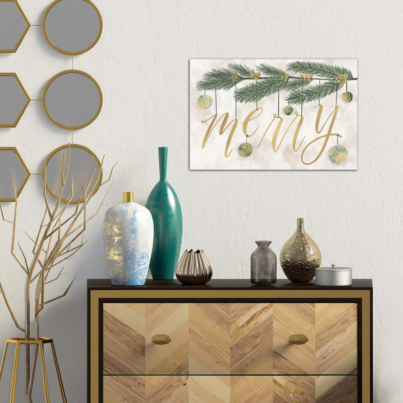 Gilded Christmas Greenery by Richelle Garn - Wrapped Canvas Print, 66.04 cm H x 45.72 cm W x 1.91 cm D