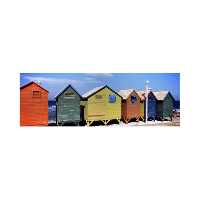 Colorful Huts On The Beach, St. James Beach, Cape Town, Western Cape Province, South Africa - Wrapped Canvas Panoramic Print