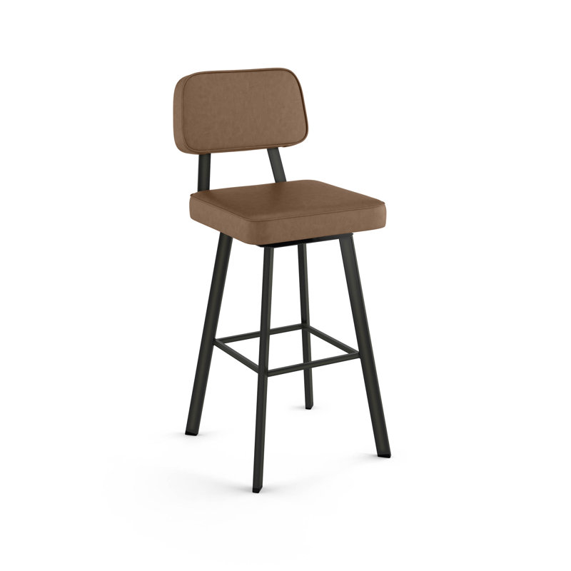 Cloran Swivel Counter & Bar Stool, Gun Metal Finish, Medium Brown, Counter Stool (26" Seat Height)