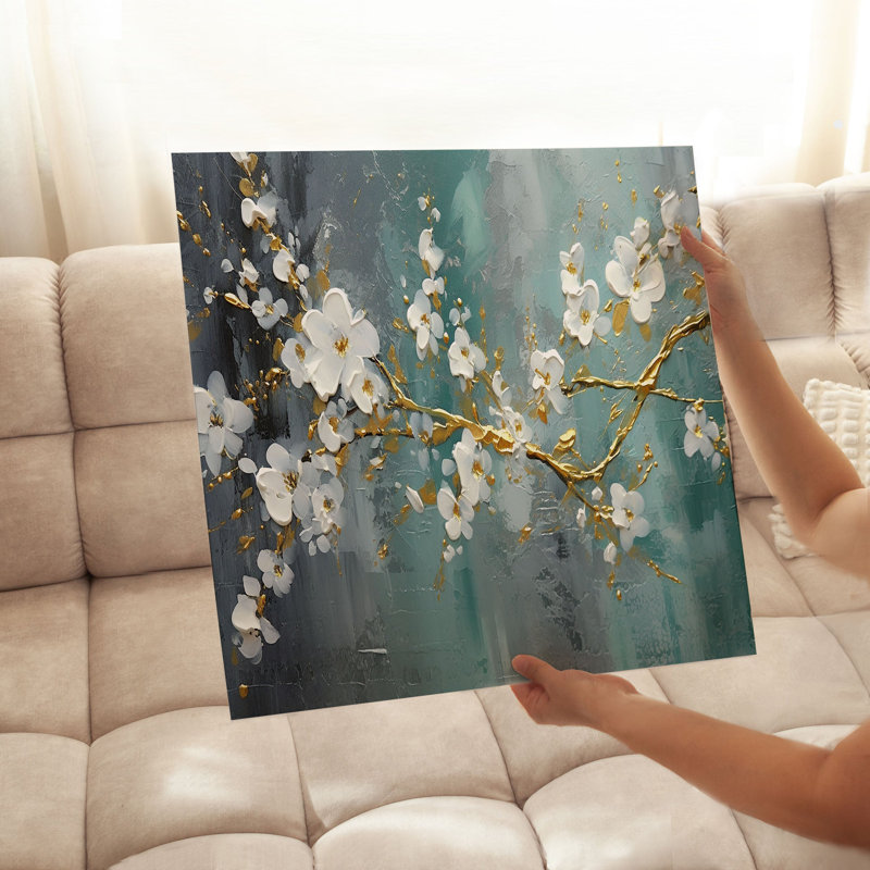 Impression florale moderne sans cadre, H 12 po x l 12 po