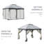 Pavillon de jardin extérieur 10 pi x 12 pi, gris, structure en acier massif, toit à double aération et parois latérales en filet à fermeture à glissière pour auvent de patio