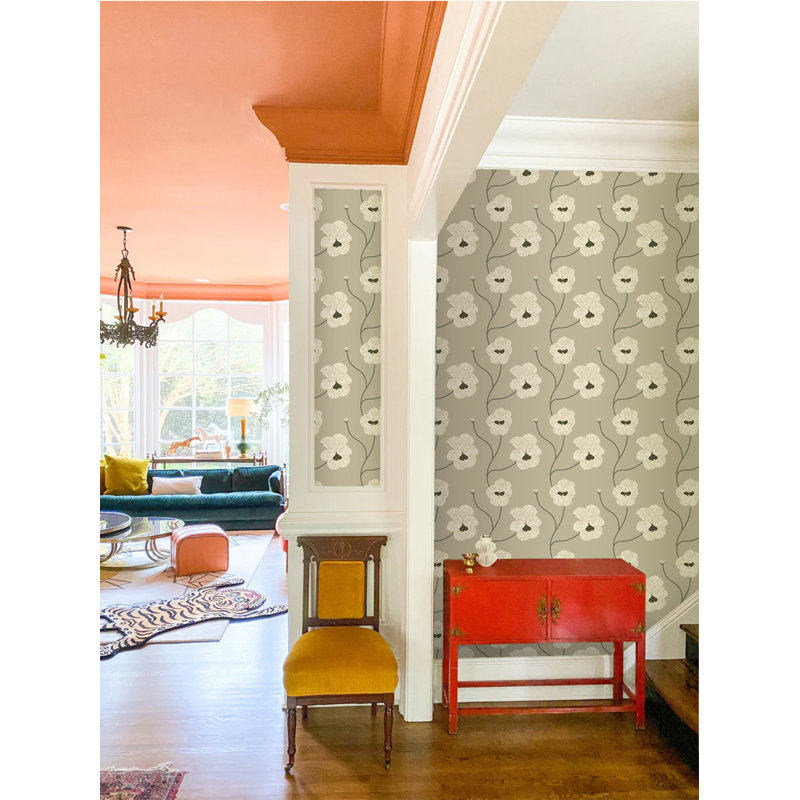 Flourish - Raw Cotton Floral Wallpaper by Natalie Papier, Paper