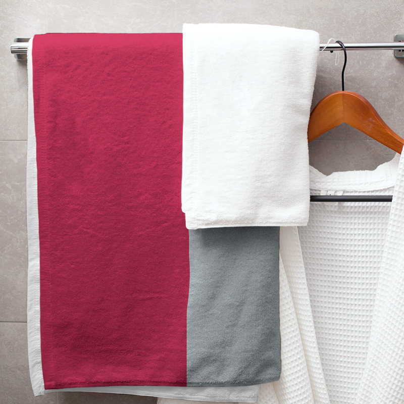 Beach Towel, Polyester/Cotton, Bath Towel, Red/Silver/Black