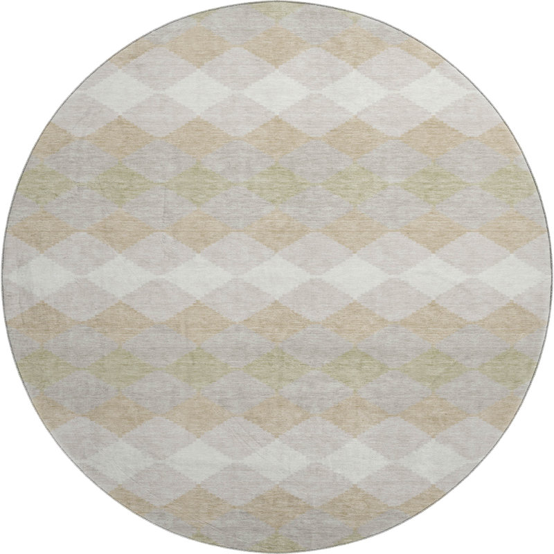 Premium Machine Washable Bunderberg AMF1007 Geometric Rug, Round 8'