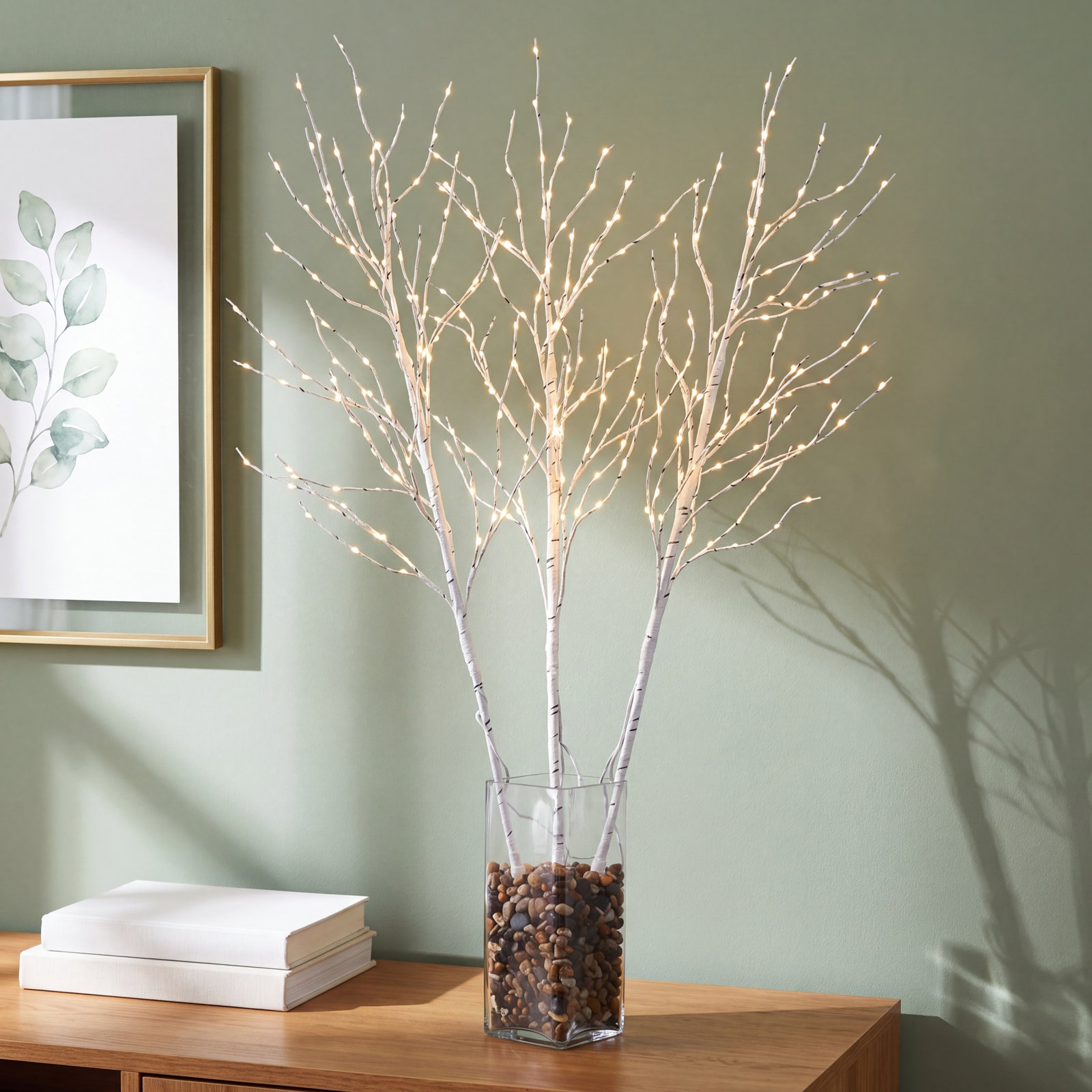 41" Birch Willow Twig Lighted Branches, White