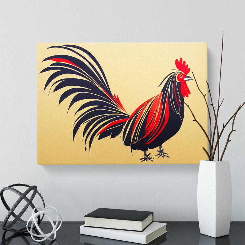 Pleasing Rooster Abstract - Wrapped Canvas, 40cm H x 60cm W x 3cm D