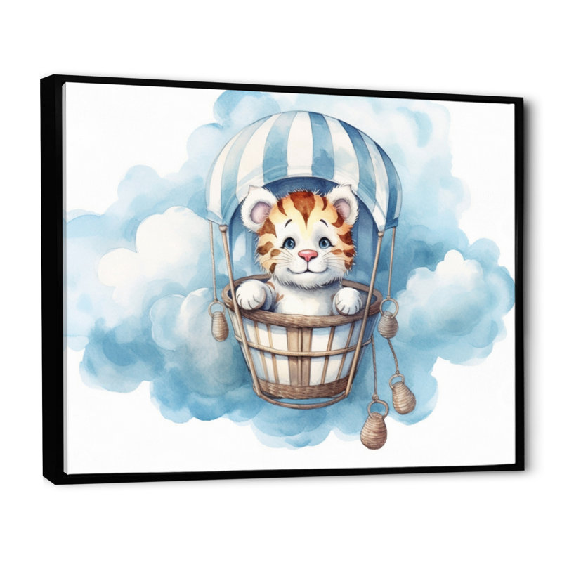 «Nursery Adorable Tiger» - reproduction, H 12 po x l 20 po x P 1 po, Cadre flottant noir