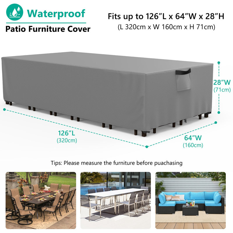 Waterproof Outdoor Lawn Patio Furniture Cover, Gray